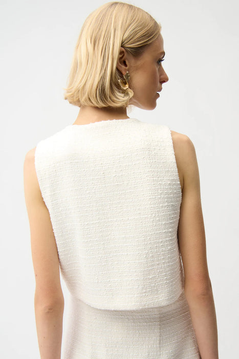 Joseph Ribkoff Off-White Bouclé Button Front Vest 261300