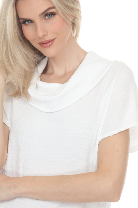 Joseph Ribkoff Off-White Textured Boxy Cowl Neck Top 262194