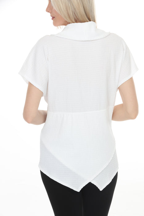 Joseph Ribkoff Off-White Textured Boxy Cowl Neck Top 262194