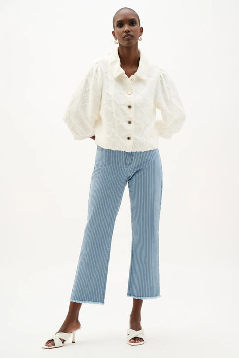 Joseph Ribkoff Off-White Cotton Twill Balloon Sleeves Jacket 262919