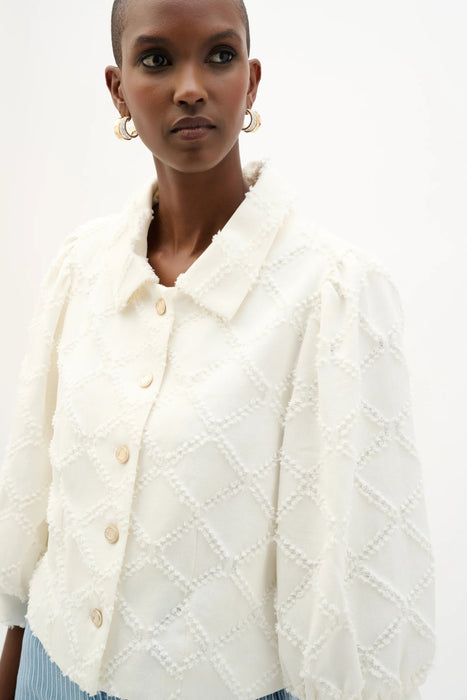 Joseph Ribkoff Off-White Cotton Twill Balloon Sleeves Jacket 262919