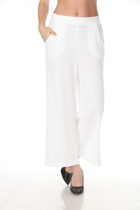 Joseph Ribkoff Off-White High-Waisted Wide-Leg Trouser Pants 262217