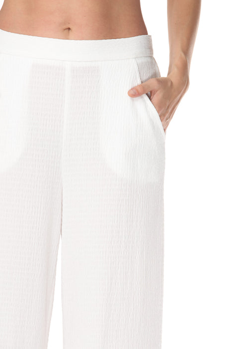 Joseph Ribkoff Off-White High-Waisted Wide-Leg Trouser Pants 262217