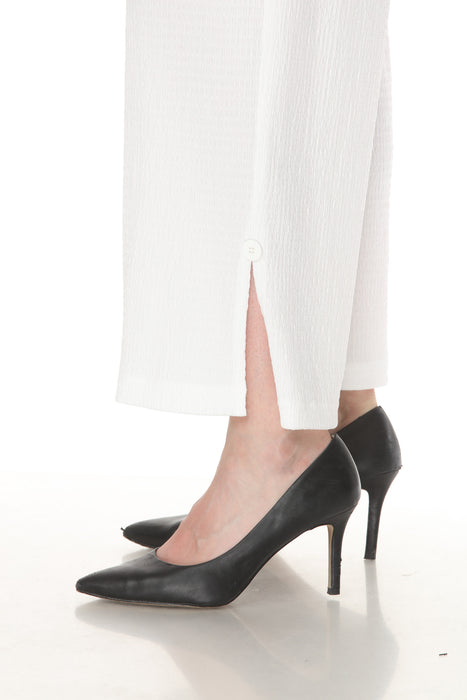 Joseph Ribkoff Off-White High-Waisted Wide-Leg Trouser Pants 262217