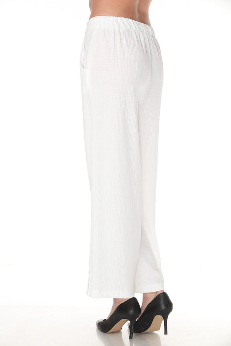 Joseph Ribkoff Off-White High-Waisted Wide-Leg Trouser Pants 262217