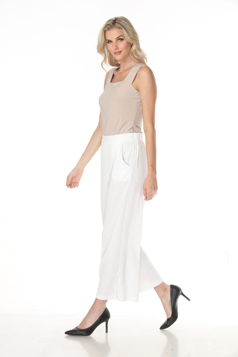 Joseph Ribkoff Off-White High-Waisted Wide-Leg Trouser Pants 262217