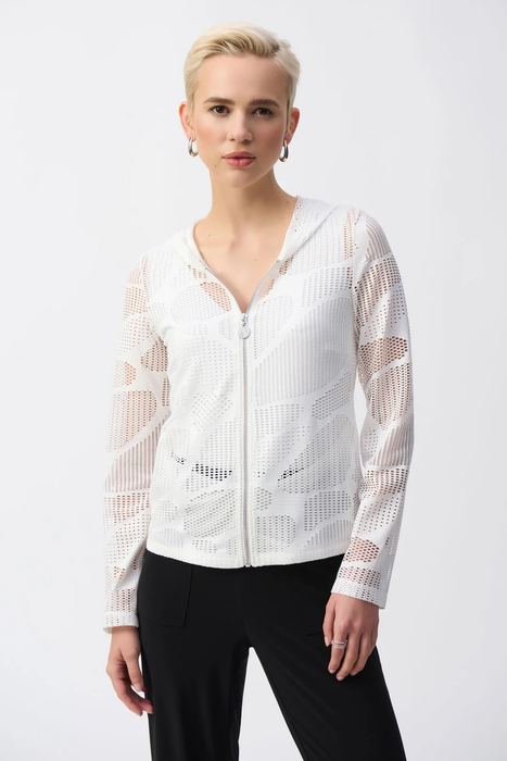 Joseph Ribkoff 251215 Off-White Hooded Straight Jacket