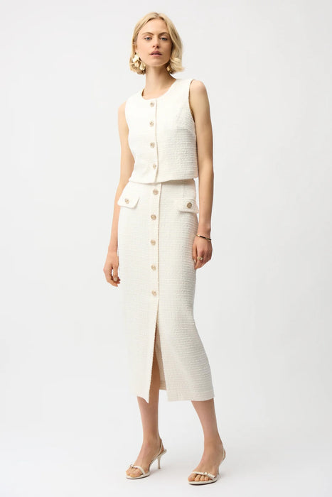 Joseph Ribkoff Off-White Bouclé Midi Pencil Skirt 261301