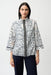 Joseph Ribkoff 261094 Off-White/Navy Mock Collar Stripe Print Bomber Blazer