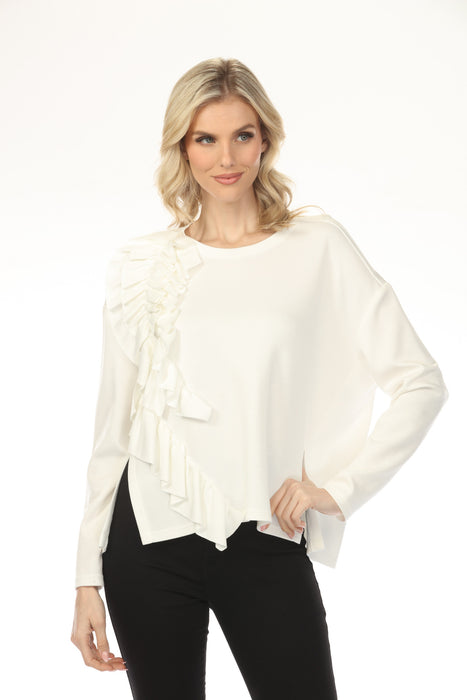 Joseph Ribkoff Off-White Ruffled Long Sleeve Top 254183