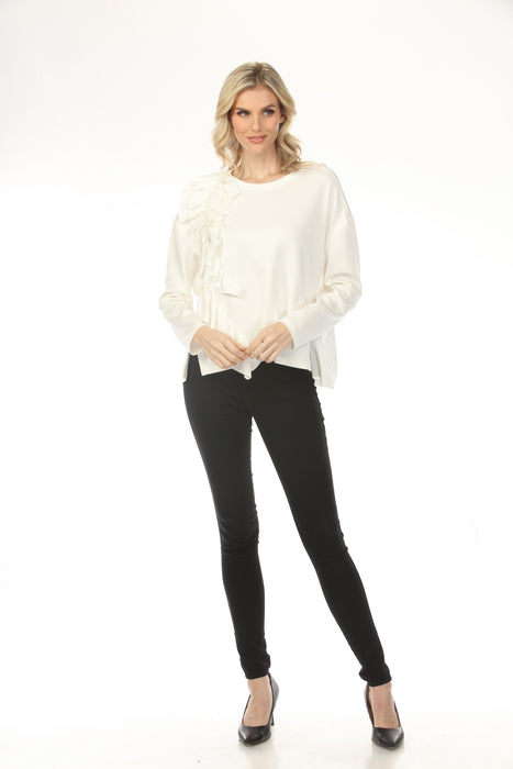Joseph Ribkoff Off-White Ruffled Long Sleeve Top 254183