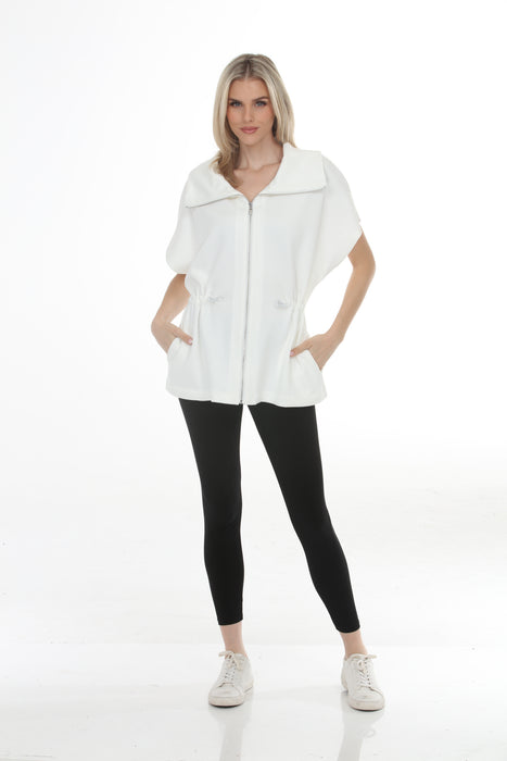 Joseph Ribkoff Off-White Drawcord Waist Zip Up Sporty Jacket 261638