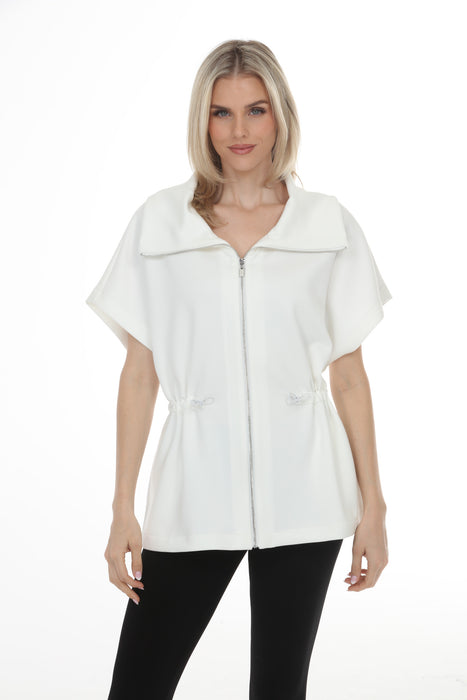 Joseph Ribkoff Off-White Drawcord Waist Zip Up Sporty Jacket 261638