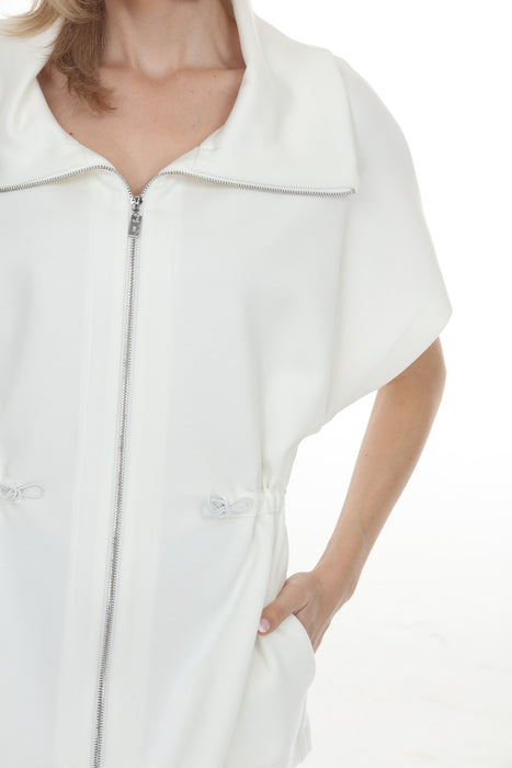 Joseph Ribkoff Off-White Drawcord Waist Zip Up Sporty Jacket 261638