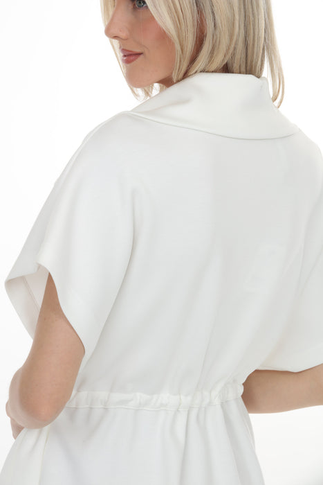 Joseph Ribkoff Off-White Drawcord Waist Zip Up Sporty Jacket 261638