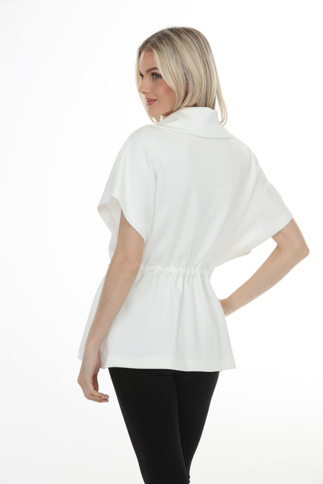 Joseph Ribkoff Off-White Drawcord Waist Zip Up Sporty Jacket 261638
