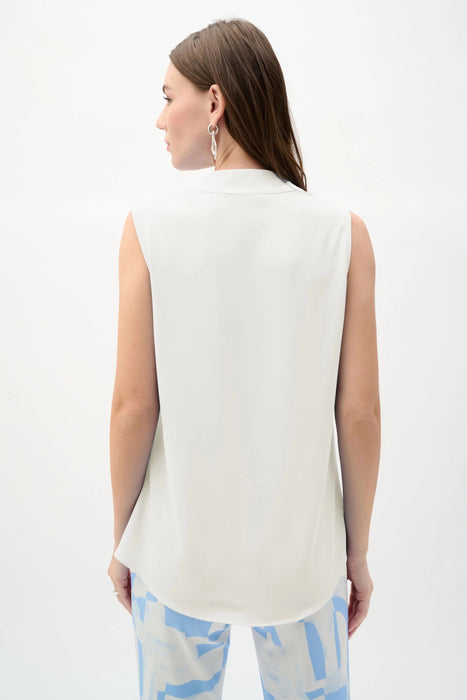 Joseph Ribkoff Pleated V-Neck Sleeveless Tunic Top 262075