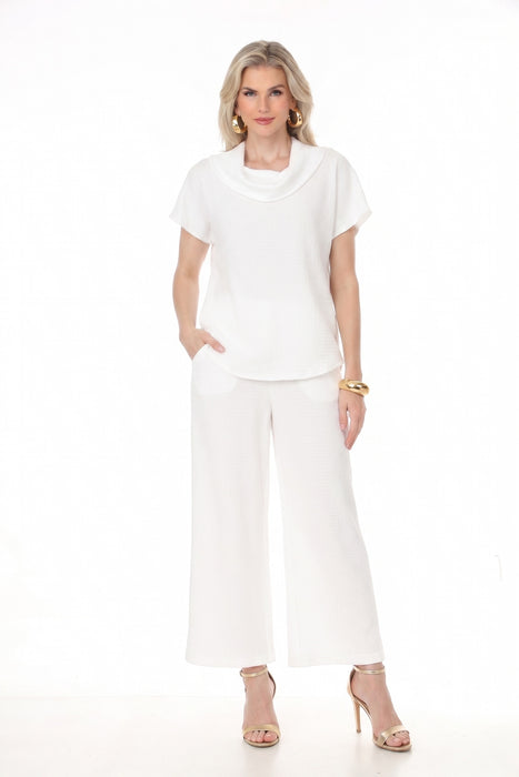 Joseph Ribkoff Off-White Textured Boxy Cowl Neck Top 262194