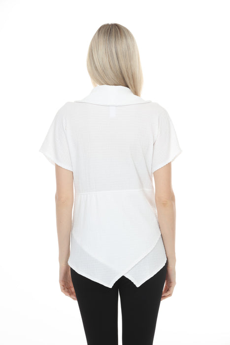 Joseph Ribkoff Off-White Textured Boxy Cowl Neck Top 262194