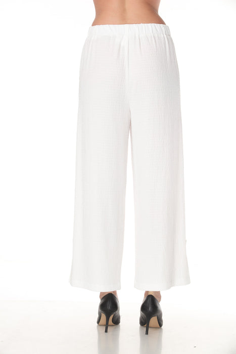 Joseph Ribkoff Off-White Textured Side Slit Wide Leg Pants 262217