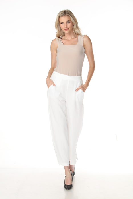 Joseph Ribkoff Off-White Textured Side Slit Wide Leg Pants 262217