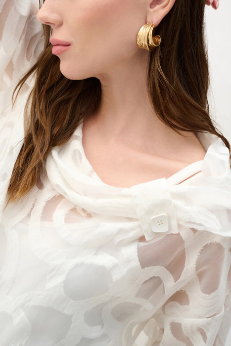 Joseph Ribkoff Off-White Woven Cowl Neck Boxy Top 262020
