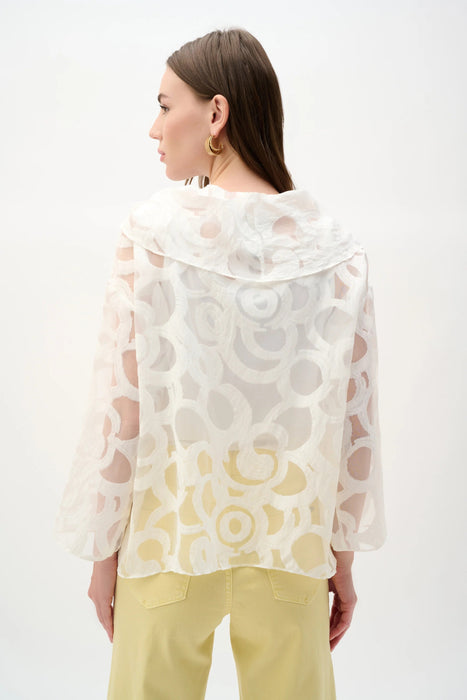 Joseph Ribkoff Off-White Woven Cowl Neck Boxy Top 262020