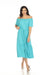Joseph Ribkoff Style 232235 Palm Springs Blue Off-Shoulder Belted Tiered Midi Dress