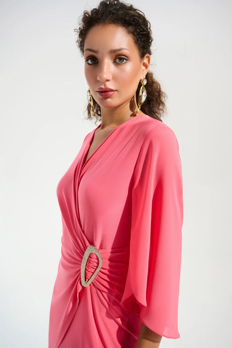 Joseph Ribkoff Chiffon Sleeves Wrap Tulip Wide Leg Jumpsuit 261783