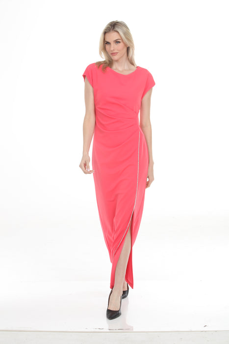 Joseph Ribkoff Rhinestone Trim Side Slit Long Dress 261713