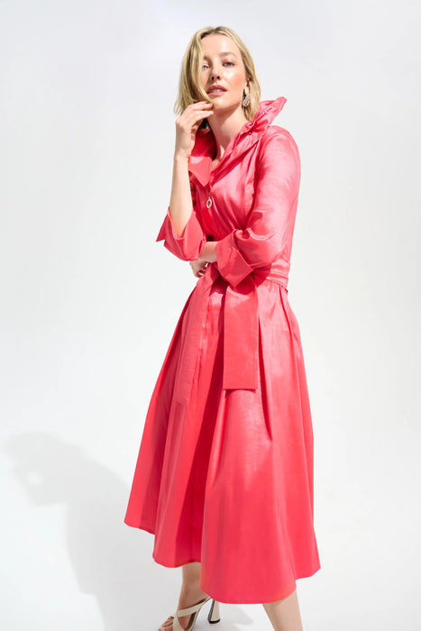 Joseph Ribkoff Pleated Taffeta Midi Fit and Flare Dress 261719