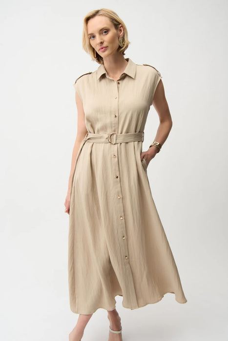Joseph Ribkoff Parchment Belted Midi Shirt Dress 261935