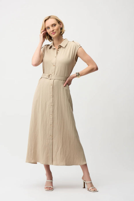 Joseph Ribkoff Parchment Belted Midi Shirt Dress 261935