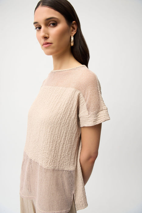 Joseph Ribkoff Mesh Insert Short Sleeve Top 261247