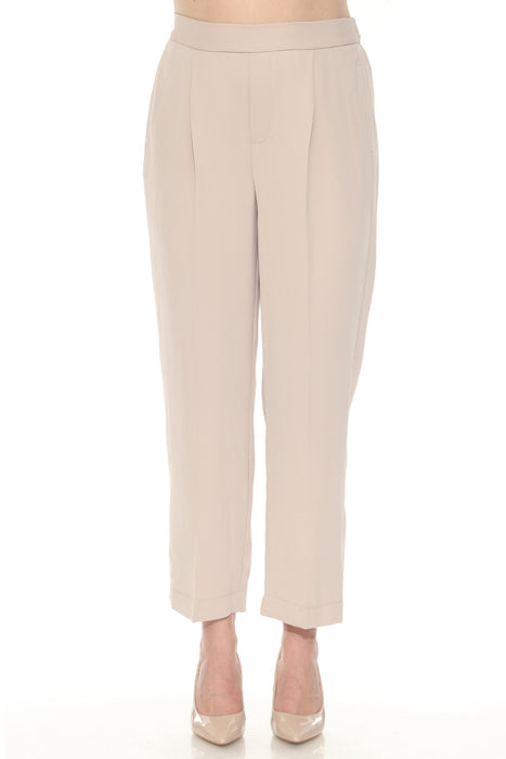 Joseph Ribkoff Style 252048 Parchment Pleated Front Twill Straight Leg Pants