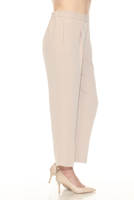 Joseph Ribkoff Parchment Pleated Front Twill Straight Leg Pants 252048