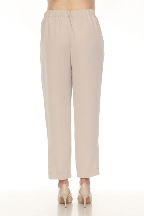 Joseph Ribkoff Parchment Pleated Front Twill Straight Leg Pants 252048