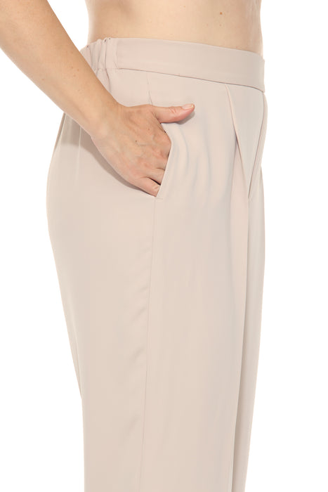 Joseph Ribkoff Parchment Pleated Front Twill Straight Leg Pants 252048