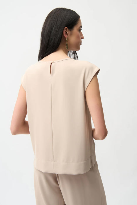 Joseph Ribkoff Scoop Neck Woven Twill Boxy Top 261122