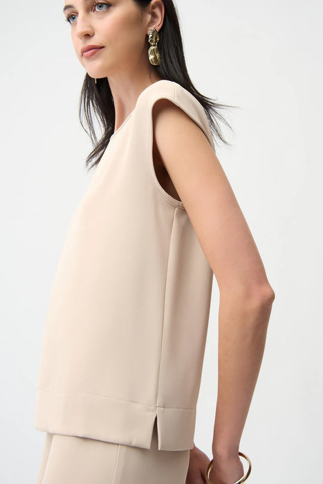 Joseph Ribkoff Scoop Neck Woven Twill Boxy Top 261122
