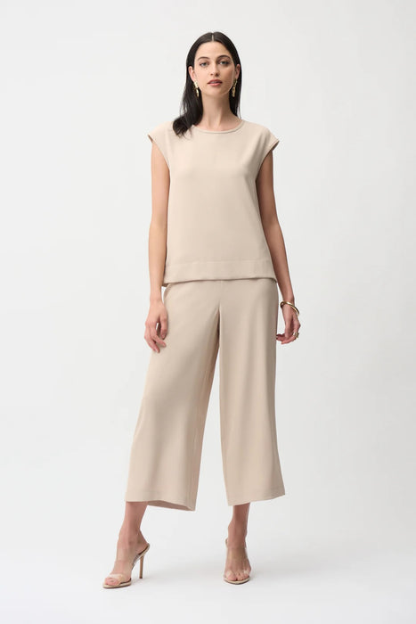 Joseph Ribkoff Scoop Neck Woven Twill Boxy Top 261122