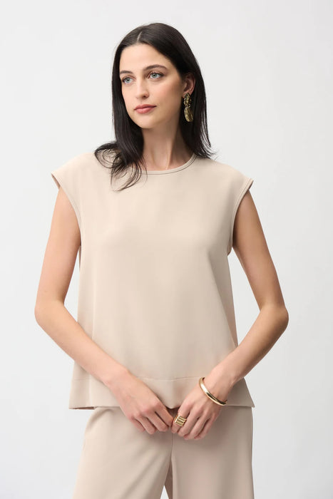 Joseph Ribkoff 261122 Parchment Scoop Neck Short Sleeves Top