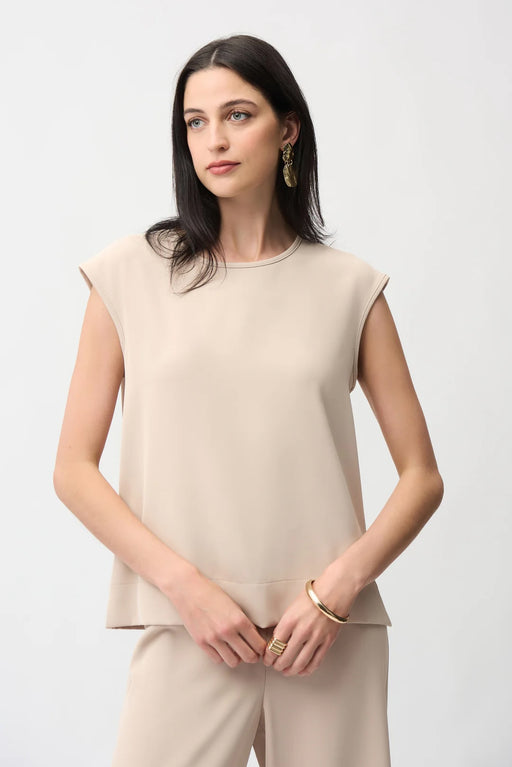 Joseph Ribkoff 261122 Parchment Scoop Neck Short Sleeves Top