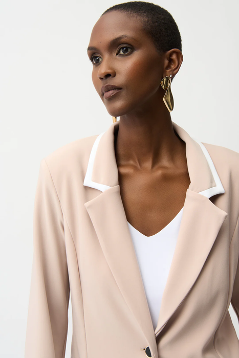 Joseph Ribkoff Parchment/Vanilla Contrast Trim Long Sleeve Blazer 261167