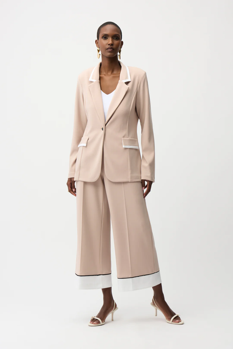 Joseph Ribkoff Parchment/Vanilla Contrast Trim Long Sleeve Blazer 261167
