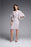 Joseph Ribkoff Style 231747 Pearl Beige Ruffled 3/4 Sleeves Chiffon Wrap Sheath Dress
