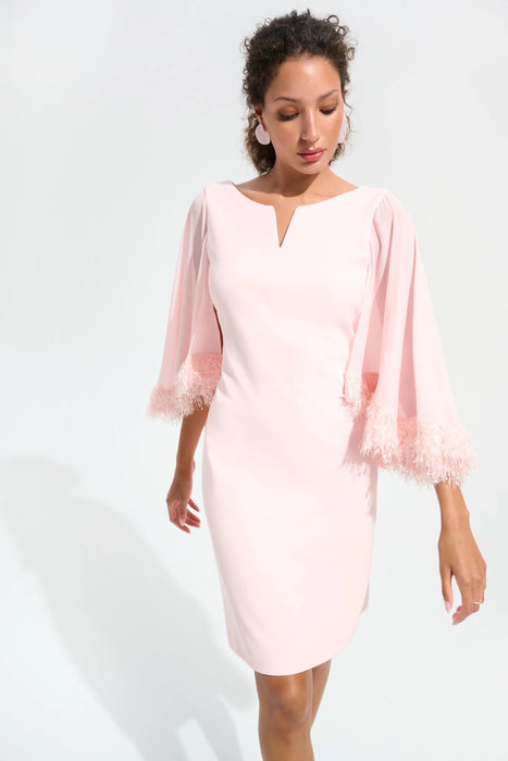 Joseph Ribkoff Chiffon Cape Sleeves A-Line Dress 261715