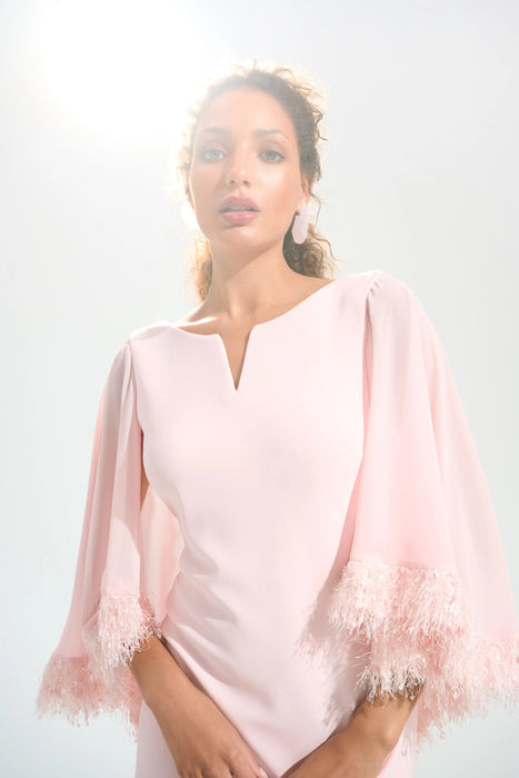 Joseph Ribkoff Chiffon Cape Sleeves A-Line Dress 261715