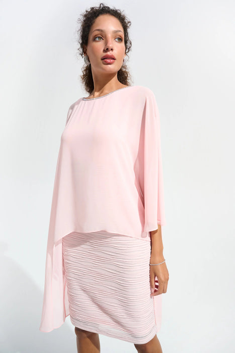 Joseph Ribkoff Chiffon Poncho Overlay Sheath Dress 261707