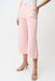 Woman wearing light pink cropped jeans with rhinestone embellishments and frayed hem from Joseph Ribkoff